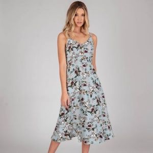 Sleeveless V-Neck Floral Print Flounce
